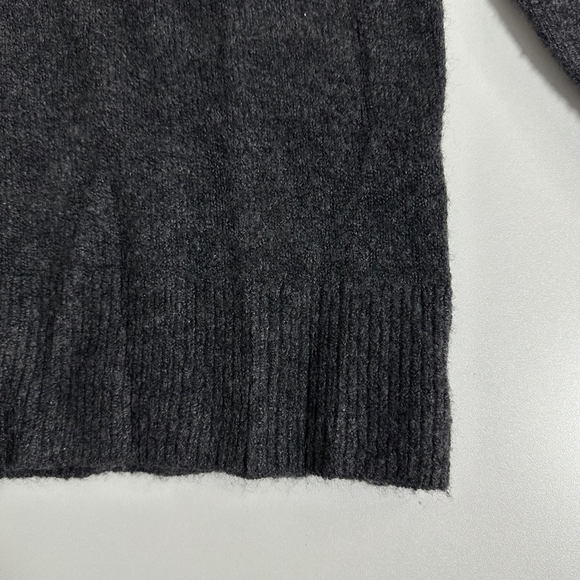 Madewell Dashwood Scandi Wool Blend Sweater Balloon Sleeve V Neck Dark Grey S - Picture 6 of 13